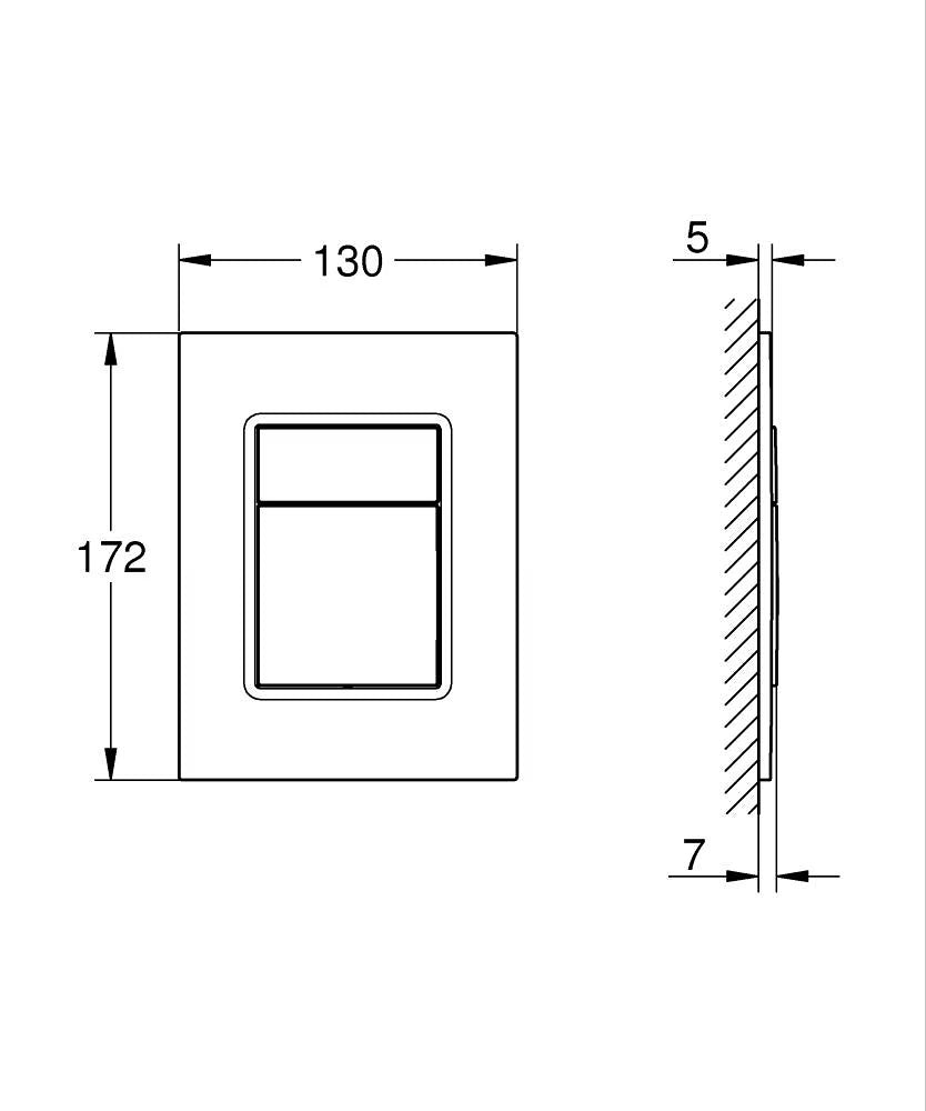 SKATE COSMOPOLITAN S FLUSH PLATE - GROHE - ( SUPERSTEEL - G4 - SKATE COSMOPOLITAN - 130x172 mm - 5.2inchX6.88inch )