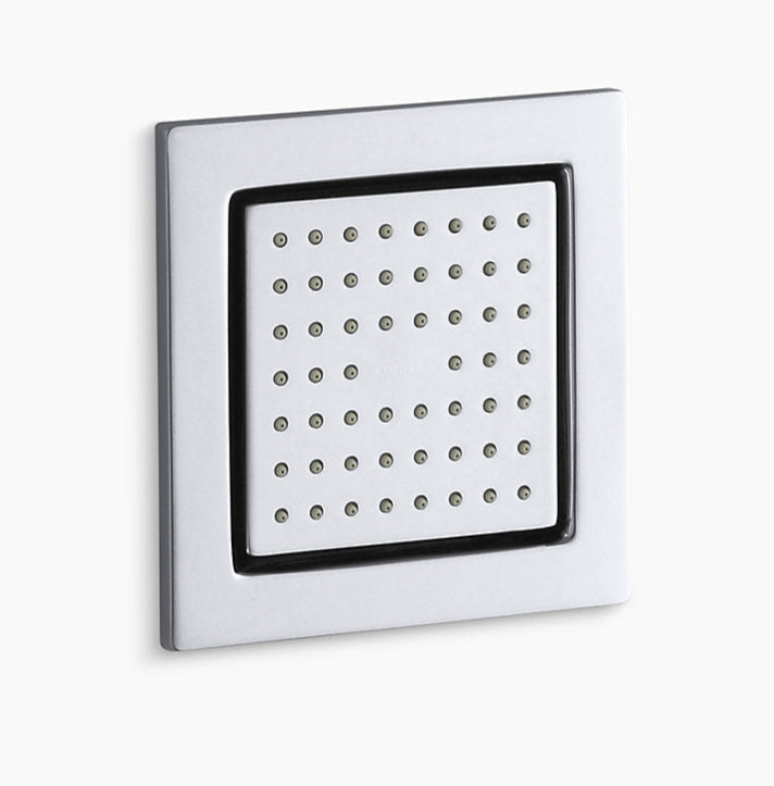 Square shower head with black border on a white background