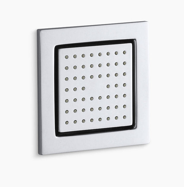 Square shower head with black border on a white background