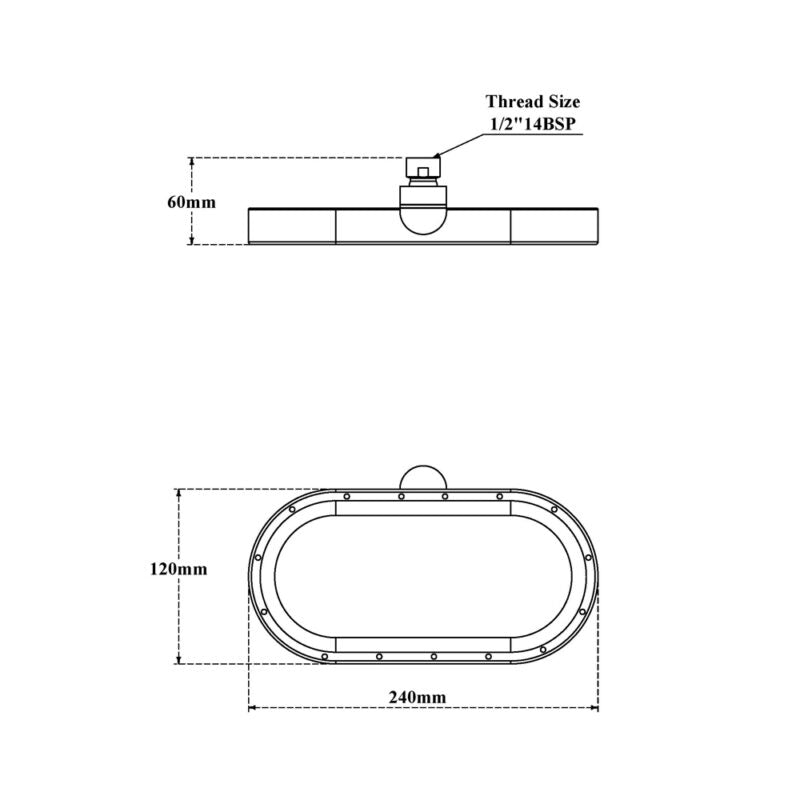 (PRUN)RAIN SHOWER OVAL RING - VIKING - ( CHR - - 240x15 mm - 9.6inchX0.6inch )