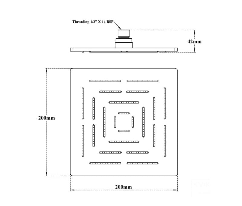 SS 304 RAIN SHOWER SQUARE DRIZZLE - VIKING -  ( POLISHED  CHROME -  - 0x200 mm - 0inchX8inch )
