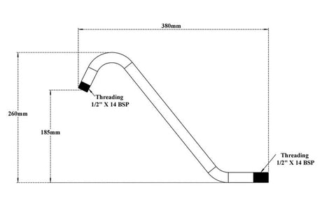 SHOWER ARM S SHAPE - VIKING -  ( POLISHED  CHROME -  - 0x15 mm - 0inchX0.6inch )