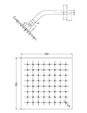 ULTRA THIN SH 150 MM WT 225 MM ARM-SQUARE - HINDWARE FAUCETS - ( POLISHED CHROME - GEOMETRIC SHOWERS - 150x150 mm - 5.9inchX5.9inch )