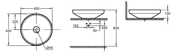 AIRIO VSL BASIN 45 W/ PUSH-OPEN IN - GROHE - ( WHITE - G5 - 0x600 mm - 0inchX24inch )