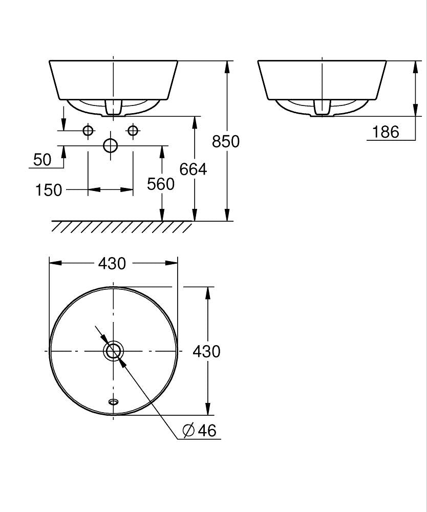 EUROCOSMO VESSEL ROUND - GROHE - ( WHITE - G4 - EURO COSMO - 0x0 mm - 0inchX0inch )
