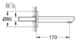 EUROSMART COSMOPOLITAN BATH SPOUT - GROHE - ( BRUSHED HARD GRAPHITE - G5 - EUROSMART - 0x15 mm - 0inchX0.5inch )