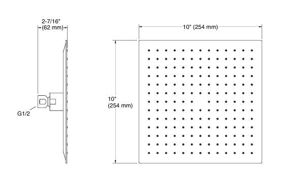 SQUARE ULTRATHIN KATALYT HEADSHOWER - KOHLER PREMIUM - ( MATTE BLACK - PREMIUM - 254x254 mm - 10.16inchX10.16inch )