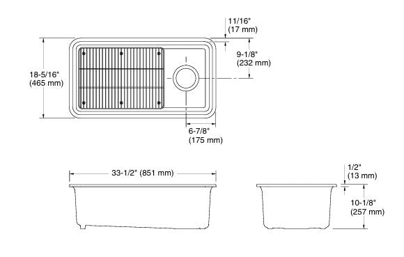 CAIRN NEOROC QUARTZ UNDERMNT SINGLE BASIN SINK W/RACK - KOHLER LUXURY - ( MATTE TAUPE - LUXURY - 851x465 mm - 34inchX18.6inch )