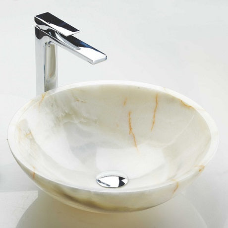 (PRUN) WHITE ONYX STONE BASIN - AQUANT -  ( BIANCO ONYX -  - 412x412 mm - 16.48inchX16.48inch )