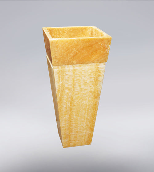 FREE STANDING ONYX STONEPEDESTAL W/BASIN - AQUANT - ( HONEY ONYX - CENTAUR - 400x400 mm - 16inchX16inch )