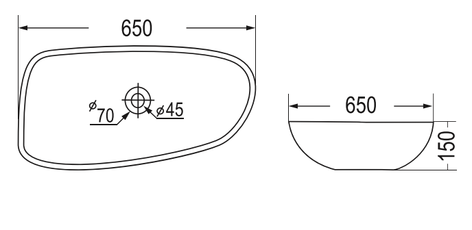 RAINSTONE COUNTER TOP WASH BASIN - AQUANT - ( GREYISH BLACK - - 650x150 mm - 26inchX6inch )
