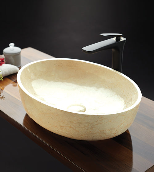 DURO ODA CREAM MARBLE WASH BASIN - AQUANT - ( TRAVERTINE MARBLE - - 510x380 mm - 20inchX15inch )