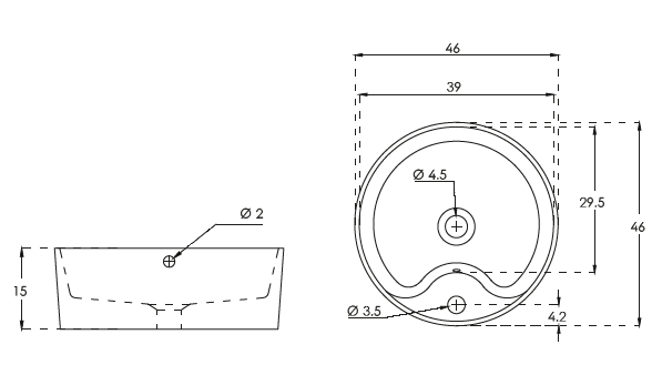 (PRUN) WASH BASIN SOLITAIRE TULIP - HINDWARE -  ( STAR WHITE - ITALIAN - 0x410 mm - 0inchX16inch )