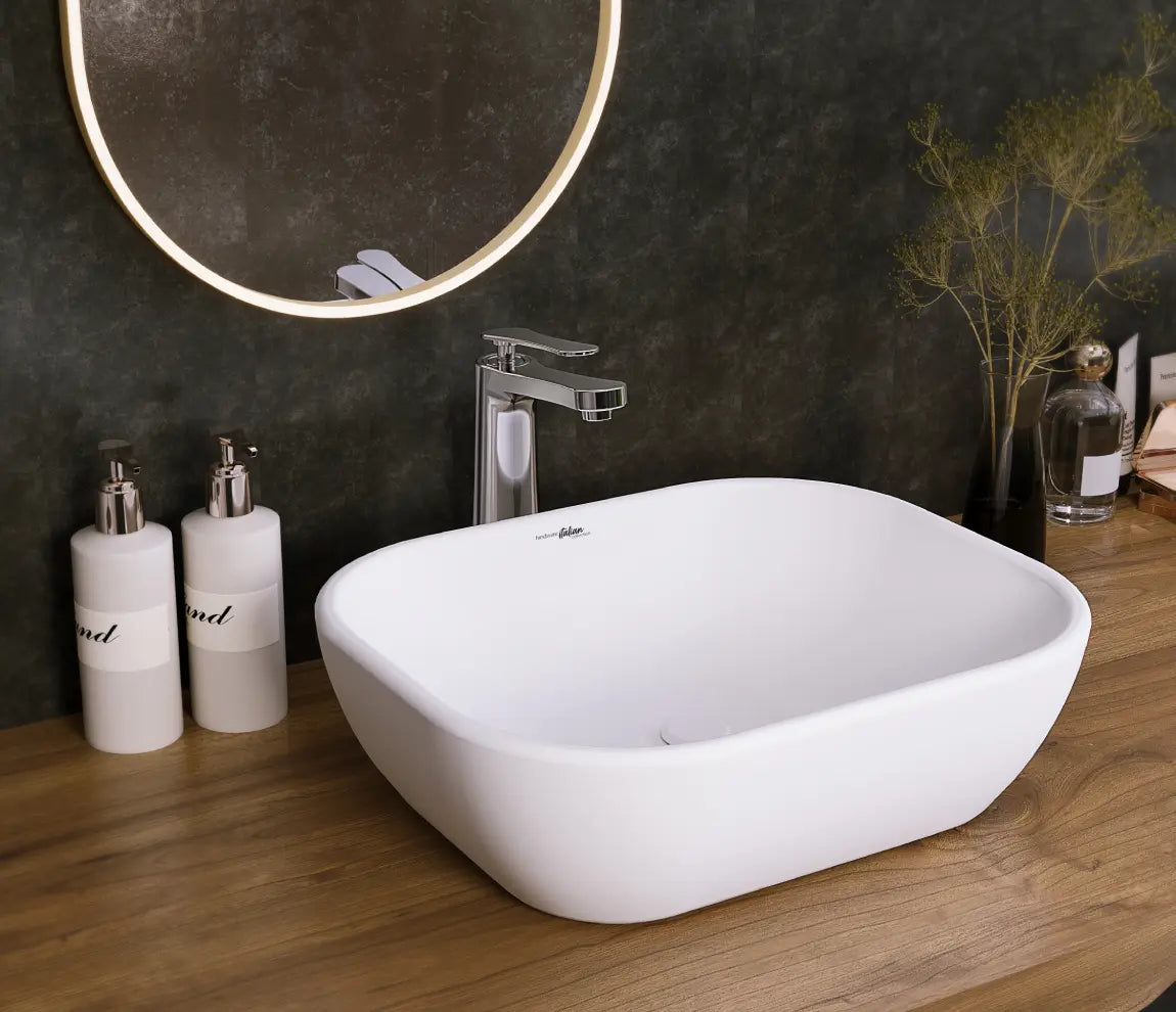 WASH BASIN TABLE TOP AMAZON - HINDWARE - ( STAR WHITE - ITALIAN - 0x0 mm - 20inchX16inch )