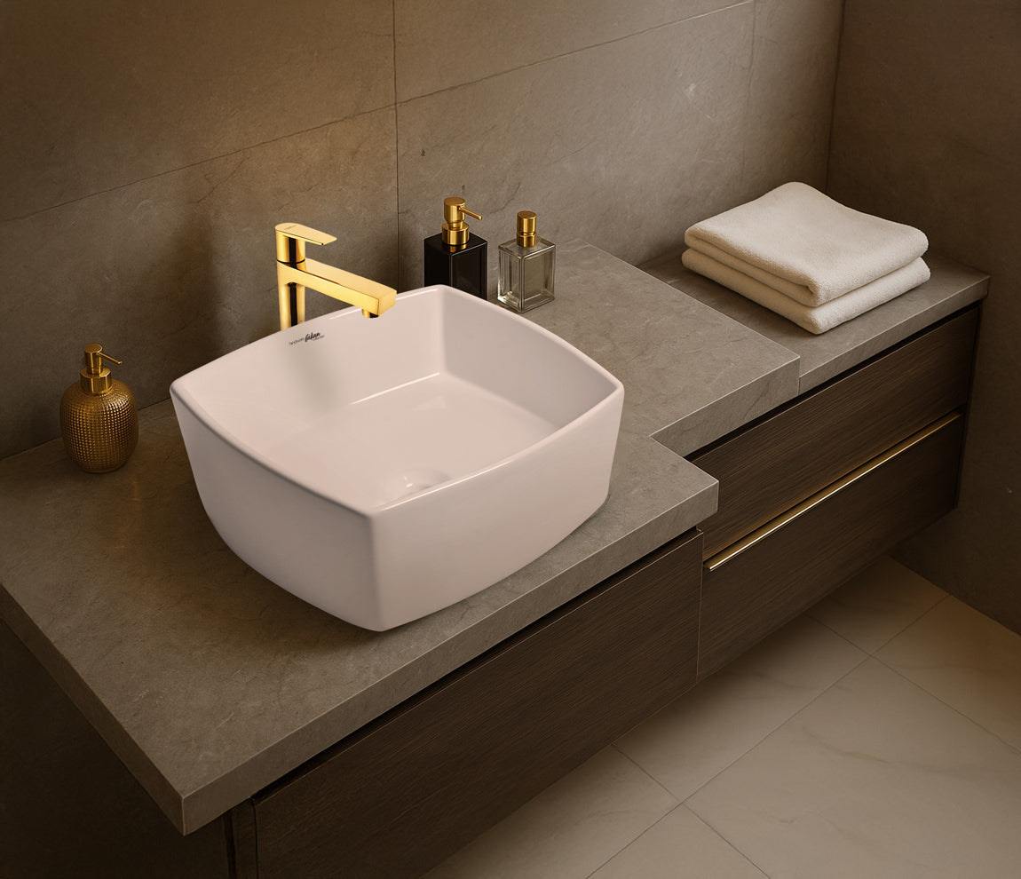 WASH BASIN TABLE TOP ATHENS - HINDWARE - ( STAR WHITE - ATHENS - 400x400 mm - 16inchX16inch )