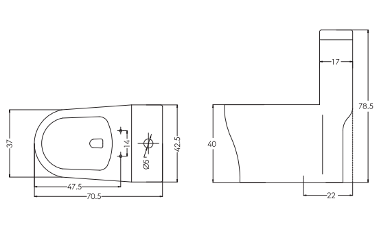 E.W.C ONE-PIECE AGNESE S-TRAP 220MM - HINDWARE -  ( STAR WHITE - AGNESE NEO -745x705x425 mm - 29.8inchX28.2inchX17inch)