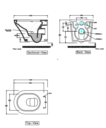 EWC WM CORA VORTEX(P TRAP-225MM) - HINDWARE -  ( STAR WHITE - CORA VORTEX - 525x365 mm - 21inchX14.6inch )