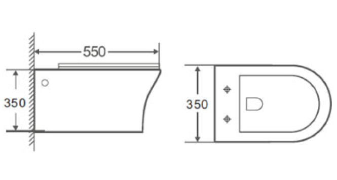 AGNESE WALL MOUNTED EWC ( BOLT DISTANCE 7INCH) - HINDWARE -  ( STAR WHITE - ITALIAN - 550x350x350 mm - 22inchx14inchx14inch )