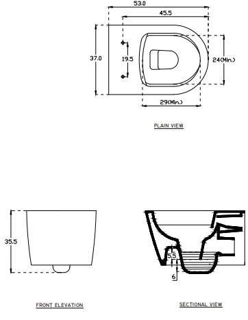 EWC WM RIMLESS SPLENDOR NEO (P TRAP-230MM) - HINDWARE -  ( STAR WHITE - SPLENDOR NEO - 530x370x330 mm -  21.2inchX14.8inchX13.2inch )