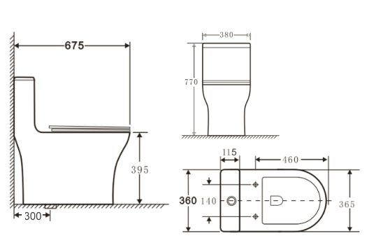 E.W.C CORA ONE PIECE S-TRAP 300MM - HINDWARE -  ( STAR WHITE - CORA - 675x380x770 mm - 27inchX15.2inchX30.8inch )