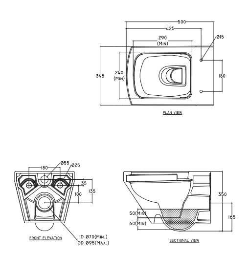 EWC WM ASPIRO - HINDWARE -  ( STAR WHITE -ASPIRO - 500x345x350 mm - 20inchX13.8inchx14inch )