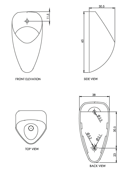 URINAL OPUS - HINDWARE - ( STAR WHITE - Opus- 380x305 mm - 15.2inchX12.2inch )