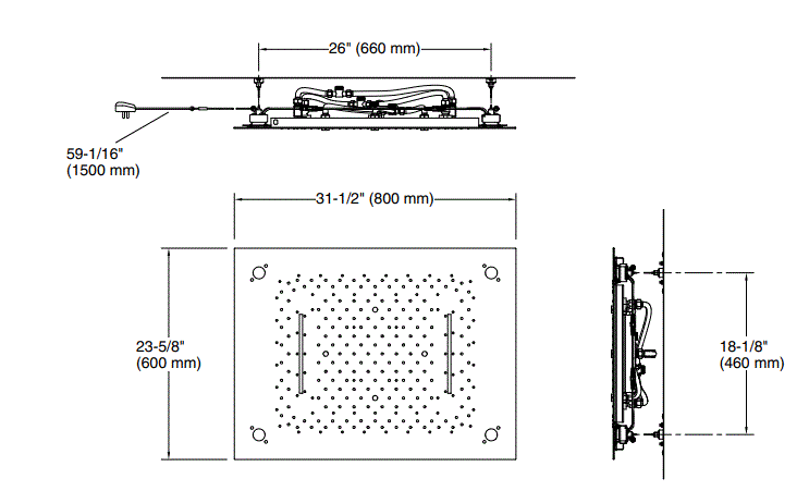 LOURE-RECTANGLE MF RAINPANEL(600 X 800) - KOHLER LUXURY - ( MATTE BLACK - LUXURY - 0x0 mm - 0inchx0inch )