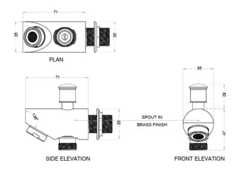 BRASS SPOUT - AQUANT - ( CHROME - - 0x0 mm - 0inchx0inch )