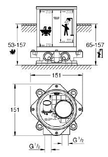 INSTALLATION SET FREESTANDING FLOOR MOUNTED BATH SPOUT - GROHE - ( CHROME - G3 - NON RAPIDO - 0x0 mm - 0inchX0inch )