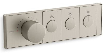 KALLISTA MECHANICAL SHOWERING THREE-OUTLET THERMOSTATIC CONTROL PANEL - KOHLER LUXURY - ( BRUSHED NICKEL - LUXURY - 0x15 mm - 0inchX0.5inch )