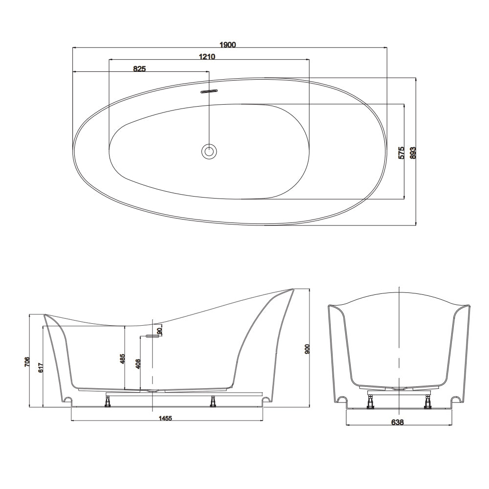 FREE STANDING BATH TUB - ARTIZE WELLNESS - ( WHITE - TIAARA - 1892x904 mm - 76inchX36inch )