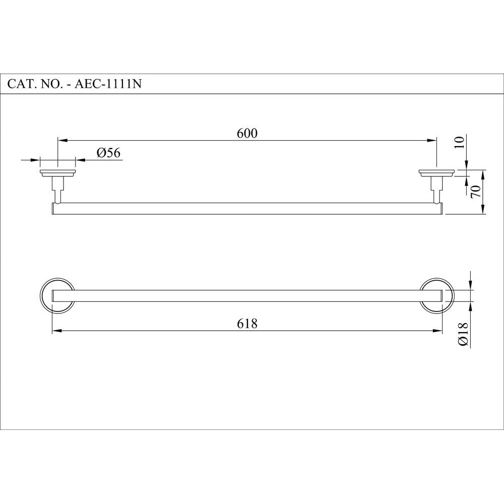 TOWEL RAIL - ESSCO FAUCET - ( CHROME - ACCESSORIES - 0x600 mm - 0inchX24inch )