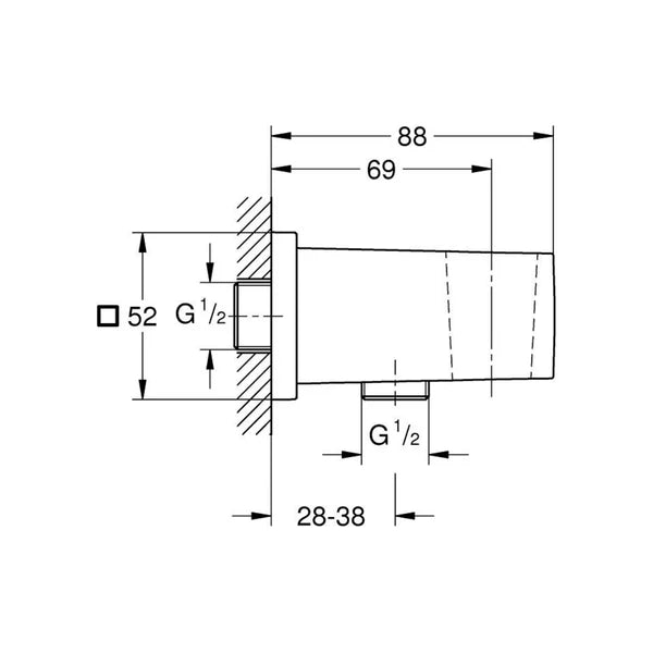EUPHORIA CUBE WALL UNION CN - GROHE - ( BRUSHED HARD GRAPHITE - G5 - EUPHORIA - 0x15 mm - 0inchX0.6inch )