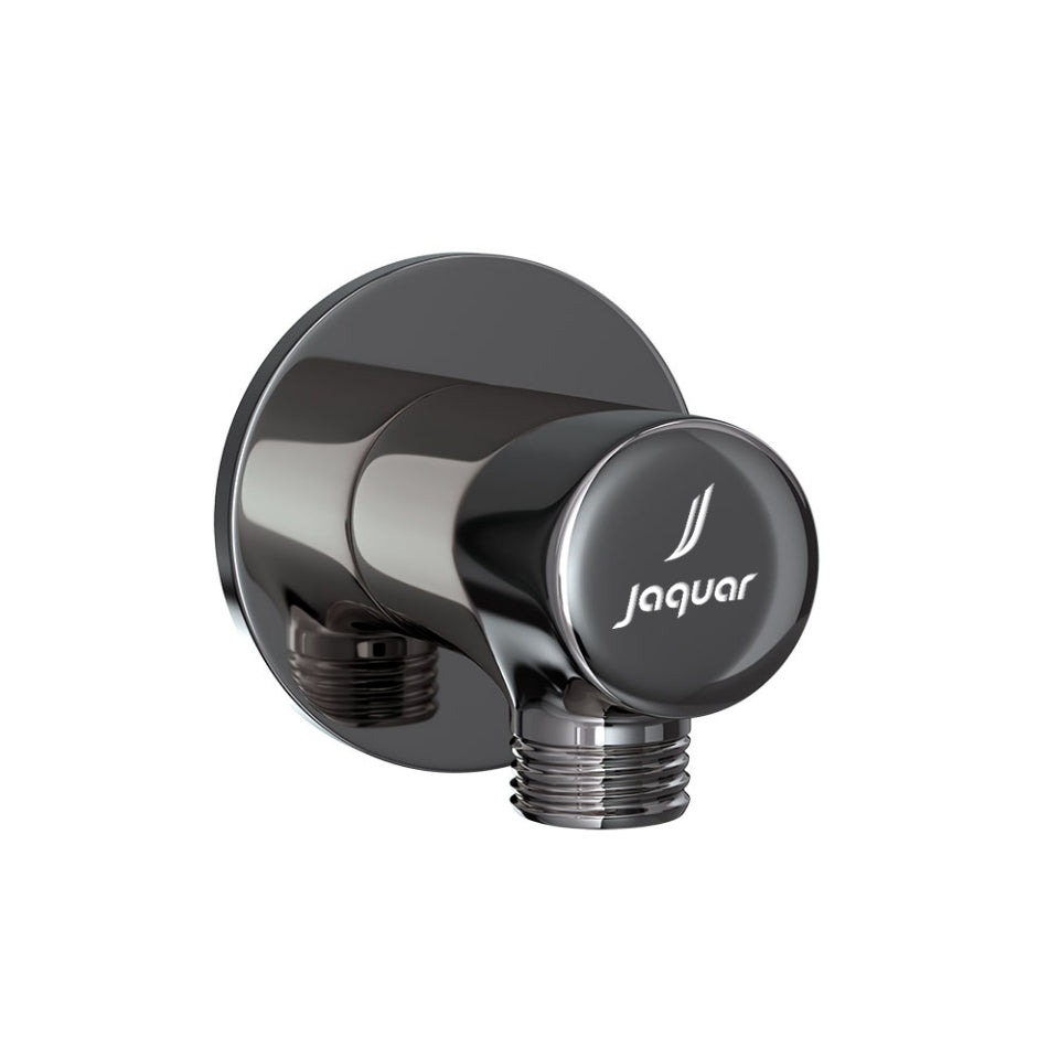WALL OUTLET (ROUND SHAPE)CONNECTED HAND SHOWER PIPE & FLANGE – JAQUAR FAUCETS - ( BLACK CHROME - SHOWER ACC. - 0x15 mm - 0inchX0.5inch )