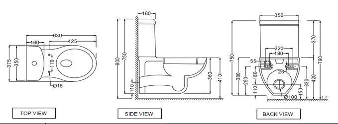 EWC EXTD 1 PC RIMLESS W/PP S/C - JAQUAR SWARE - ( WHITE - CONTINENTAL - 0x0 mm - 0inchX0inch )