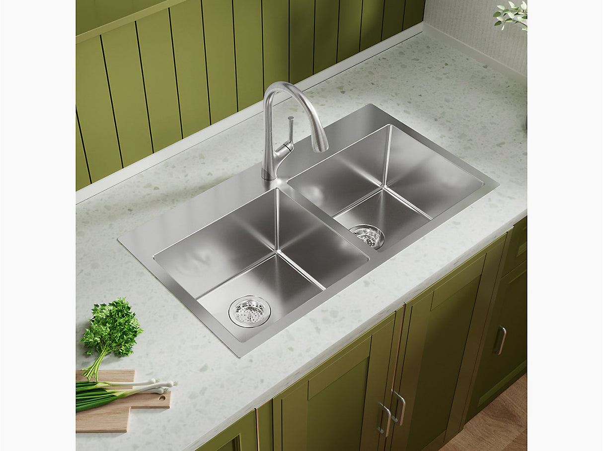 STRIVE TM SS DOUBLE BOWL UNDERMOUNT FABRICATED (DEPTH 10 INCH)- KOHLER LUXURY - ( - LUXURY - 914x508 mm - 36inchX20inch )