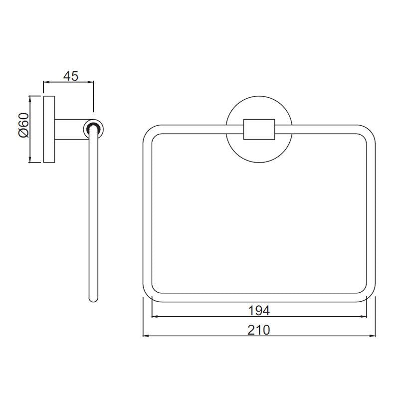 TOWEL RING SQUARE - JAQUAR FAUCETS - ( BLACK MATT - CONTINENTAL ACC. - 0x0 mm - 0inchx0inch )