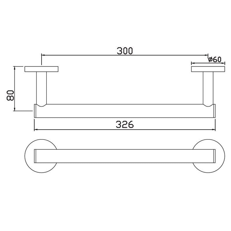 TOWEL RAIL 300MM LONG - JAQUAR FAUCETS - ( STAINLESS STEEL - CONTINENTAL ACC. - 0x300 mm - 0inchX12inch )