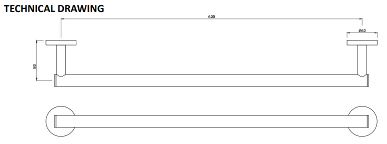 TOWEL RAIL - JAQUAR FAUCETS - ( CHROME - CONTINENTAL ACC. - 0x600 mm - 0inchX24inch )