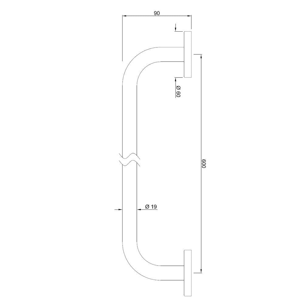 GRAB BAR - JAQUAR FAUCETS - ( CHROME - ACC.HOTELIER SERIES - 0x600 mm - 0inchX24inch )