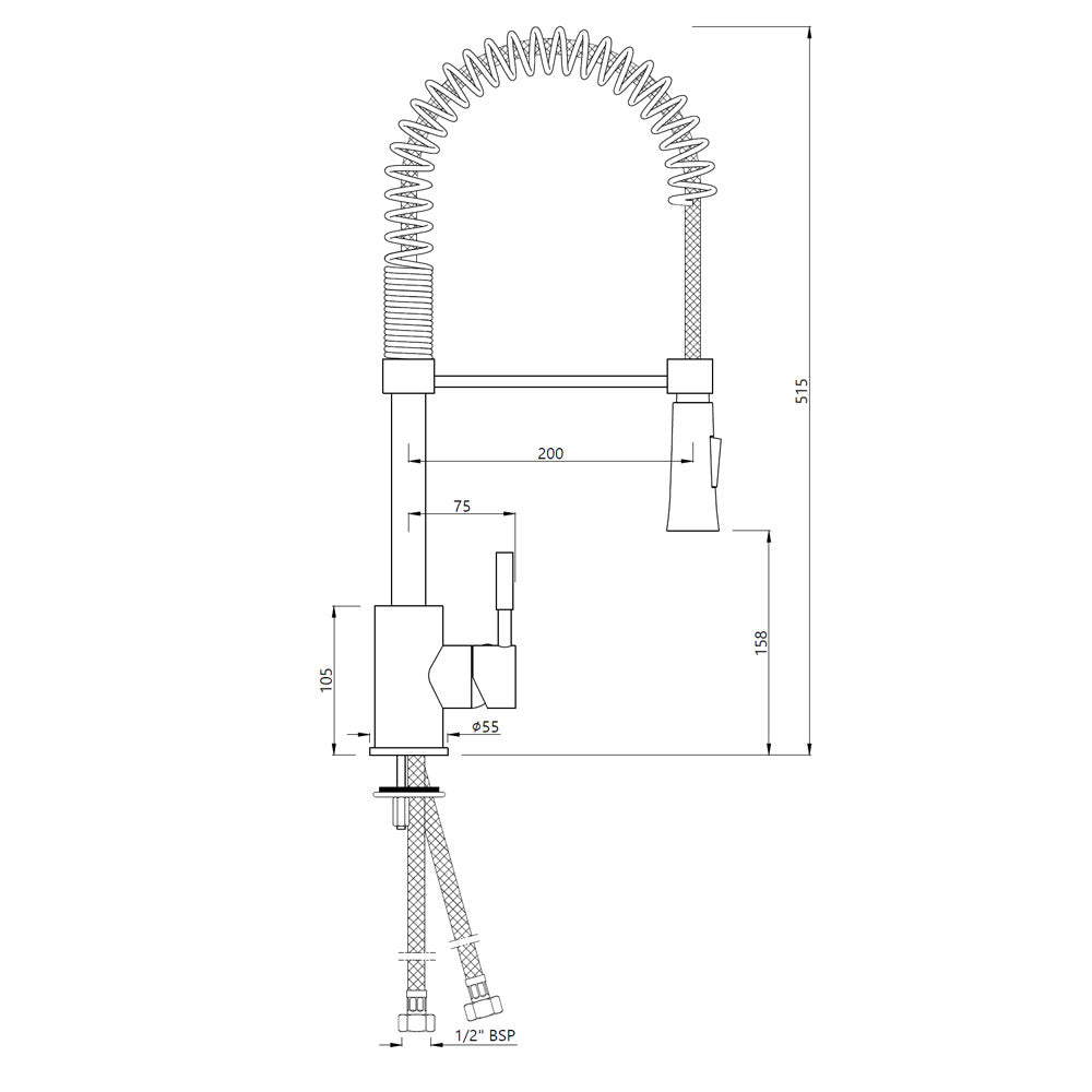 SL SPRING PULLDOWN SINK MXR T/M &B/PIPE - ARTIZE FAUCET - ( CHROME - - 0x15 mm - 0inchX0.5inch )