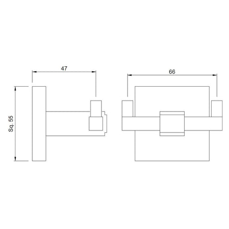 DOUBLE COAT HOOK - JAQUAR FAUCETS -  ( BLACK CHROME - ACC. KUBIX PRIME - 0x0 mm - 0inchx0inch )