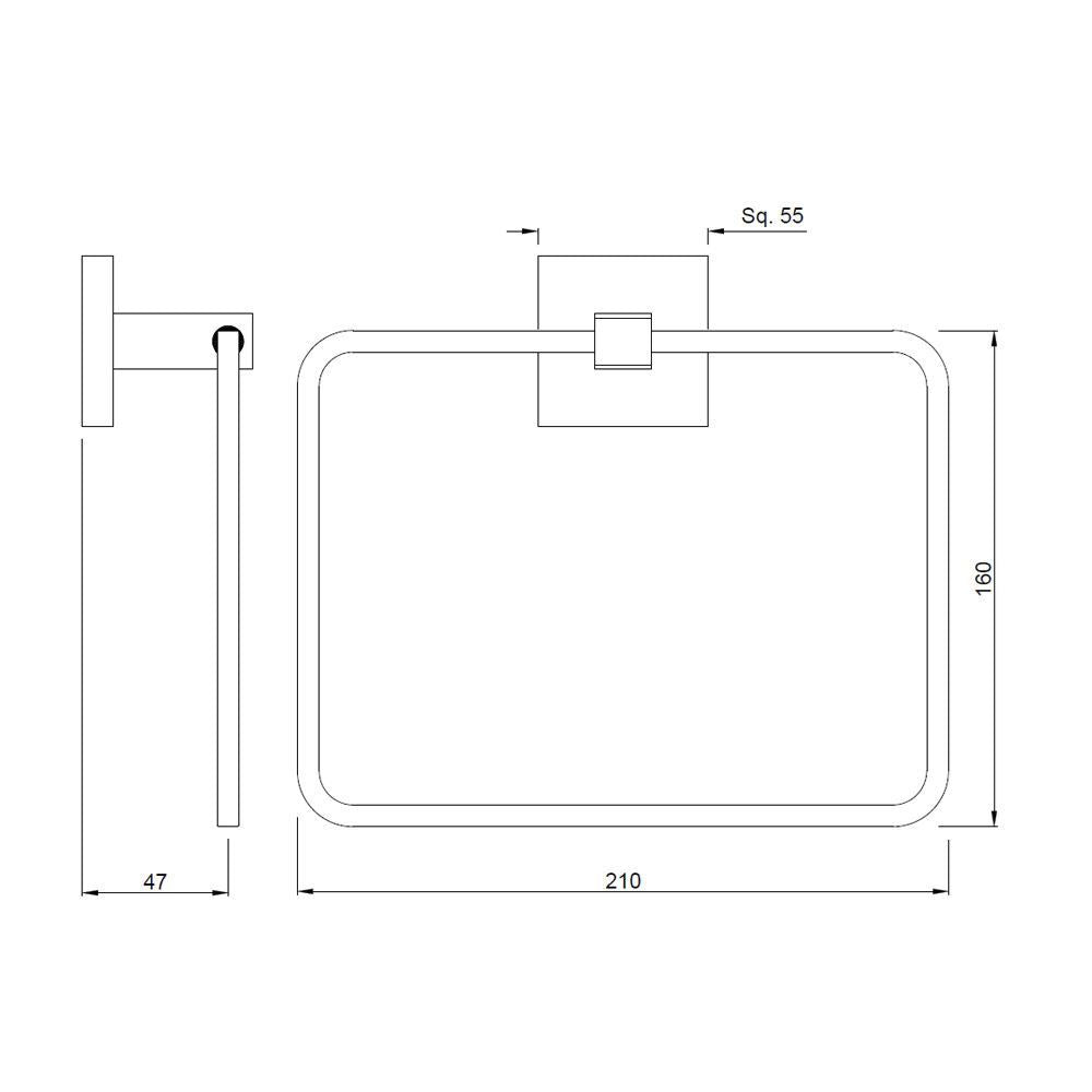 TOWEL RING SQUARE - JAQUAR FAUCETS - ( ANTIQUE BRONZE - ACC. KUBIX PRIME - 0x0 mm - 0inchx0inch )