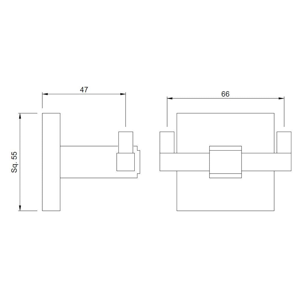 DOUBLE COAT HOOK - JAQUAR FAUCETS -  ( GRAPHITE - ACC. KUBIX PRIME - 0x0 mm - 0inchx0inch )