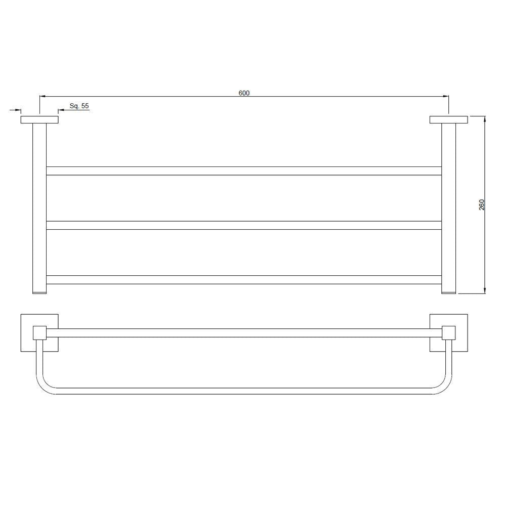TOWEL RACK W/HANGERS - JAQUAR FAUCETS - ( ANTIQUE BRONZE - ACC. KUBIX PRIME - 0x600 mm - 0inchX24inch )