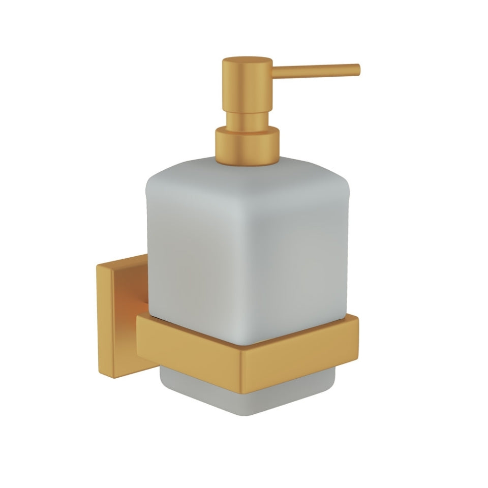 SOAP DISPENSOR W/GLASS BOTTLE - JAQUAR FAUCETS - ( GOLD MATT PVD - ACC. KUBIX PRIME - 0x0 mm - 0inchx0inch )