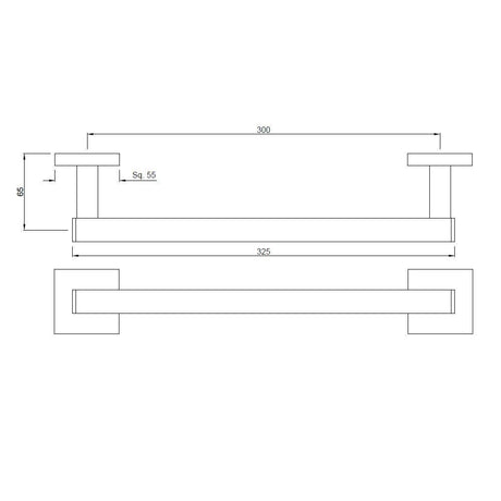 GRAB BAR  - JAQUAR FAUCETS -  ( STAINLESS STEEL - ACC. KUBIX PRIME - 0x300 mm - 0inchX12inch )