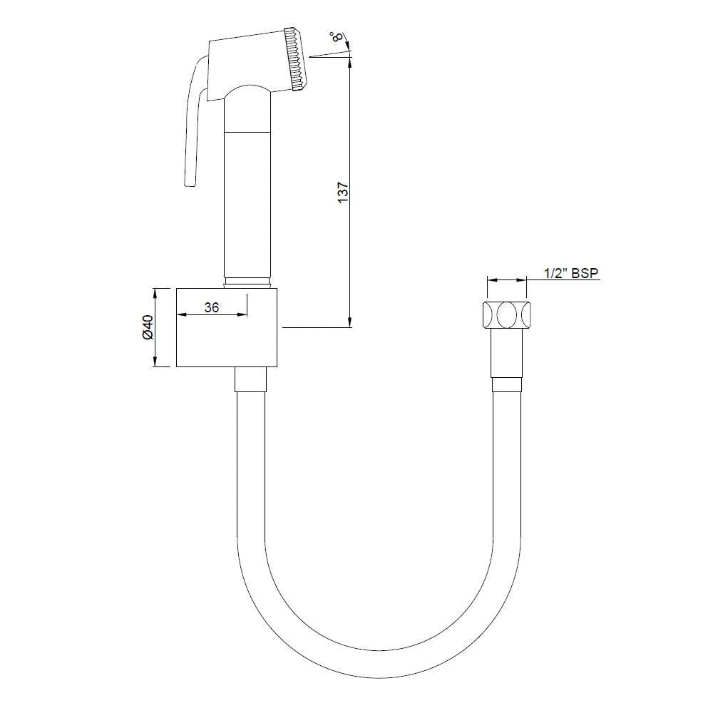 HEALTH FAUCET WITH 1 MTR PVC TUBE - JAQUAR FAUCETS - ( CHROME - ALLIED - 0x15 mm - 0inchX0.5inch )
