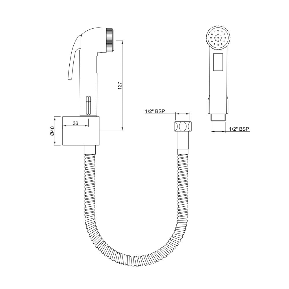 HAND SHOWER (HEALTH FAUCET) (ABS BODY) W - JAQUAR FAUCETS - ( CHROME - ALLIED - 0x15 mm - 0inchX0.5inch )