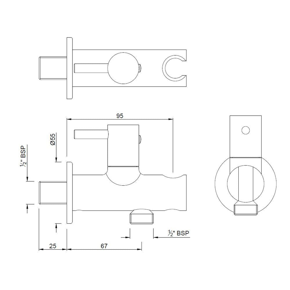 WALL OUTLET WITH HOSE ROUND - JAQUAR FAUCETS - ( CHROME - ALLIED - 0x15 mm - 0inchX0.5inch )
